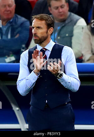 Moskau, Russland - Juli 03: Gareth Southgate von England, während der FIFA WM Russland 2018 Umlauf von 16 Match zwischen Kolumbien und England bei Spartak Stadium am Juli 3, 2018 in Moskau, Russland. (MB) Stockfoto