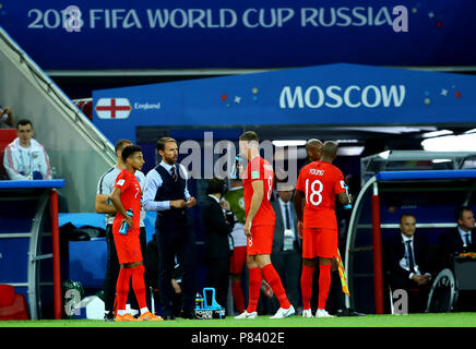 Moskau, Russland - Juli 03: Gareth Southgate, Dt von England, während der FIFA WM Russland 2018 Umlauf von 16 Match zwischen Kolumbien und England bei Spartak Stadium am Juli 3, 2018 in Moskau, Russland. (MB) Stockfoto