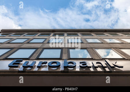 Belgrad, Serbien - 8. JULI 2018: Eurobank EFG's Serbien main Büro im Zentrum von Belgrad. Eurobank ist Griechenland 3. Bank, und eines der wichtigsten Banken Stockfoto