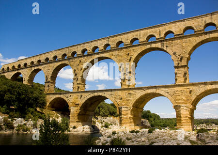 Le Pont du Gard in de Cevennen Frankreich, Le Pont du Gard Cevennen Frankreich Stockfoto