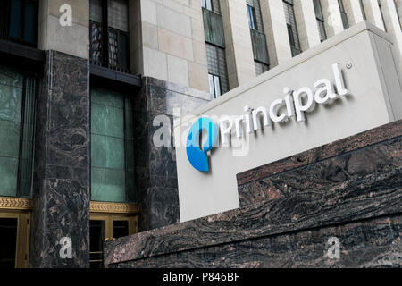 Ein logo Zeichen außerhalb des Hauptquartiers der Principal Financial Group in Des Moines, Iowa, wurde am 30. Juni 2018. Stockfoto