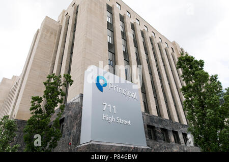 Ein logo Zeichen außerhalb des Hauptquartiers der Principal Financial Group in Des Moines, Iowa, wurde am 30. Juni 2018. Stockfoto