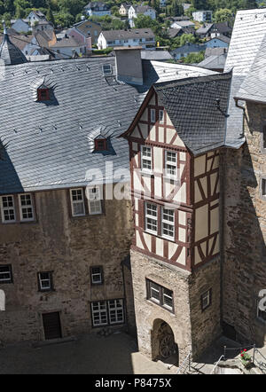 Gebäude im Innenhof der Burg Runkel, Hessen, Deutschland Stockfoto