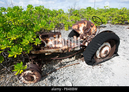 Verlassen des Traktors auf Kanton Insel, Phoenix Islands, Kiribati Stockfoto