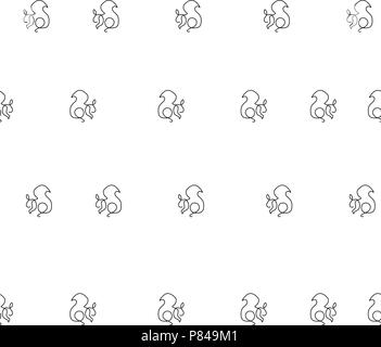 Eichhörnchen Tier Muster Nahtlose. Vector Illustration. Isoliert weißer Hintergrund. Stock Vektor