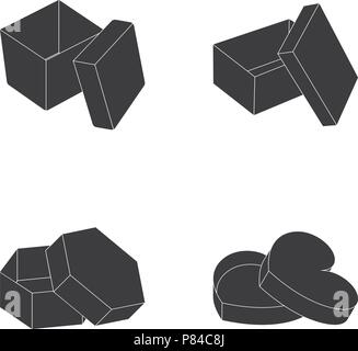 Fall, Shell, Rahmen und anderen Symbol in schwarz Stil. Kasten, Behälter, Paket Symbole in Sammlung Stock Vektor