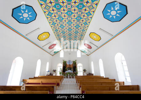 Innenraum der Kirche auf Manihiki Insel der Cook Islands Stockfoto