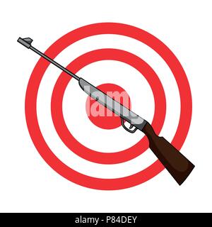 Waffe und Ziel. Schießstand in einem Vergnügungspark Vergnügungspark einzelnen Symbol im Comic-stil Vektor Symbol lieferbar web Abbildung. Stock Vektor