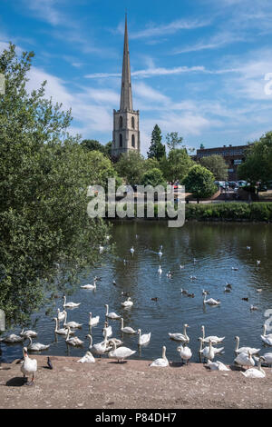 Glovers Nadel (aka St Andrews Spire), eine hohe lokale Wahrzeichen in der Stadt Worcester in der Nähe des Flusses Severn, Worcestershire, West Midlands, UK Stockfoto