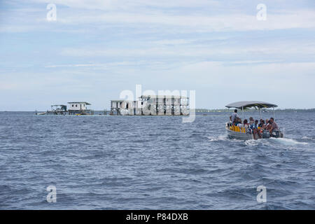 Pearl Farm auf Manihiki Lagune, Cook Inseln Stockfoto