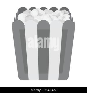 Popcorn Symbol in Schwarzweiß-Stil auf weißem Hintergrund. Film und Kino symbol Vektor Illustration. Stock Vektor