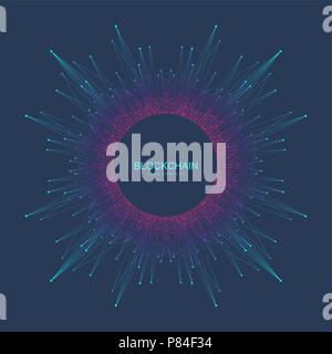 Blockchain Logo, Zeichen, Symbol. Fraktale cryptocurrency Daten Banner Design. Grafik abstrakten geometrischen Design block Ketten Technologie Business anmelden. Vector Illustration. Stock Vektor