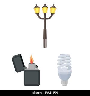 Light source cartoon icons in set collection for design. Light and equipment vector symbol stock  illustration. Stock Vektor