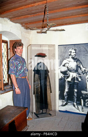 Markus Baron von und zu Aufseß im familienstammsitz Burg Unteraufseß, Deutschland 1991. Markus Graf von und zu aufsess am Wohnort der Familie, schloss Unteraufsess, Deutschland 1991. Stockfoto