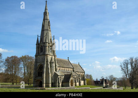 St Mary's Church auf dem Gelände von Studley Royal, Ripon, North Yorkshire, England, Großbritannien. Stockfoto