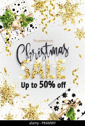 Weihnachten Verkauf. Weiße Fahne für Web oder Flyer. Stock Vektor