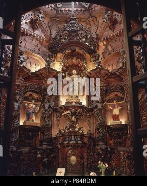 SACRISTIA - RETABLO DE LA CAPILLA DE LOS CARTA. Lage: IGLESIA DE LA CONCEPCION, SANTA CRUZ DE TENERIFE, Teneriffa, SPANIEN. Stockfoto