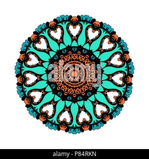 Bunte Mandala, Blume, Vector, blau Stock Vektor