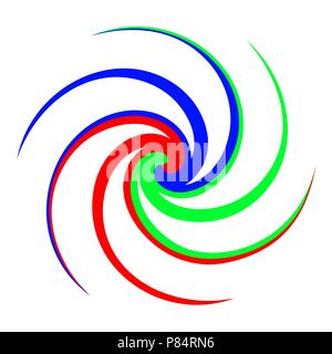 Abstract Vector Illustration eines bunten Spirale. drei Farben, Rot, Blau, Grün Stock Vektor