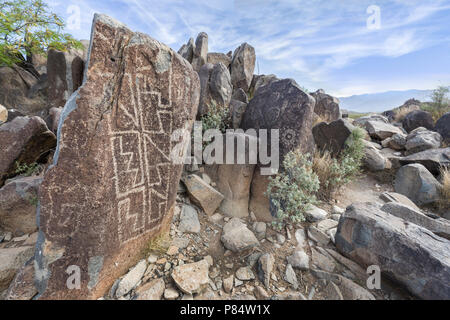 Jornada Mogollon rock Kunst in Three Rivers Petroglyph Site, New Mexico, USA Stockfoto