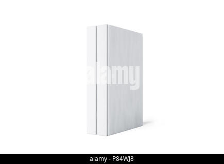 Leere weiße Zwei hard cover Buchrücken mockup stehen isoliert, 3D-Rendering. Leer notebook Mock up. Buchhandlung branding Vorlage. Lehrbücher isoliert Stockfoto