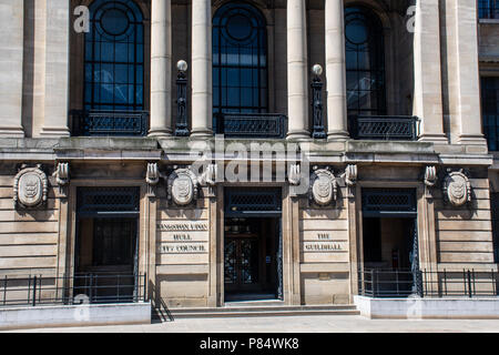 Hull in England - 27. Juni 2018: die Fassade der Guildhall Zentrum der lokalen Regierung für Hull City Rat Stockfoto