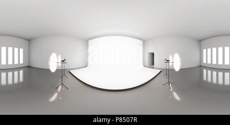 HDRI Umgebung Karte, abstrakte Sphärisches Panorama Hintergrund mit Photo Studio Setup (3d-equirectangular Rendern) Stockfoto