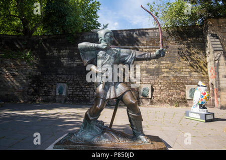 Hinters licht Wild in der Kunst Skulptur an der Robin Hood Statue in Nottingham Castle, Nottinghamshire England Großbritannien Stockfoto