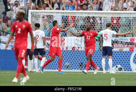 Felipe Baloy tun Panama faz Gol contra ein Inglaterra realizada Neste Domingo, 24, keine Estádio Nischni Nowgorod, na Rússia, válida Pela 2 ª rodada Grupo G da Copa do Mundo 2018 tun. Stockfoto