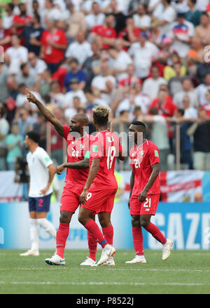 Felipe Baloy tun Panama faz Gol contra ein Inglaterra realizada Neste Domingo, 24, keine Estádio Nischni Nowgorod, na Rússia, válida Pela 2 ª rodada Grupo G da Copa do Mundo 2018 tun. Stockfoto