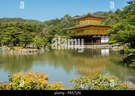 Kinkaku-ji oder der Tempel des Goldenen Pavillon in Kyoto, Japan. Dies ist ein zen-buddhistischen Tempel und einer der berühmtesten Sehenswürdigkeiten in Kyoto. Stockfoto