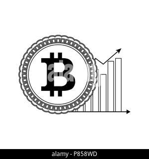 Preis bitcoin bis Linienstil an. Münze und Chart Pfeil. Vector Illustration Stock Vektor