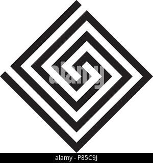 Labirinth griechische Symbol. Typisch ägyptischen, assyrischen und griechischen Motiven vektor Symbol. Griechische Schlüssel. Arabische geometrische islamische Kunst abstrakte geometrische. Vecto Stock Vektor