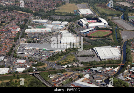 Luftaufnahme von Wigan Stadtzentrum Stockfoto