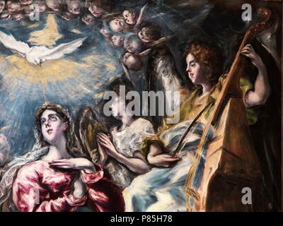 Details und Buchungsmöglichkeit DEL CUADRO "La Inmaculada Concepcion". AUTOR: DOMENIKOS THEOTHOKOPOULOS, EL GRECO. EN EL MUSEO DE SANTA CRUZ, Nº INVENTARIO 1277. (1608-1613, OLEO SOBRE LIENZO, DEPOSITO DE LA PARROQUIA DE SAN NICOLAS DE BARI, TOLEDO). Stockfoto