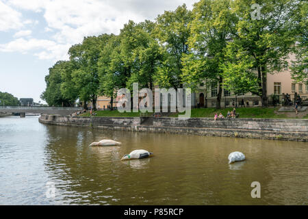 TURKU, FINNLAND - 8/7/2018: Aura Fluss im Sommer Stockfoto