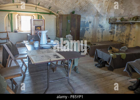 England, Suffolk, Felixstowe, Landguard fort, Weltkrieg zwei Baracken Zimmer Stockfoto