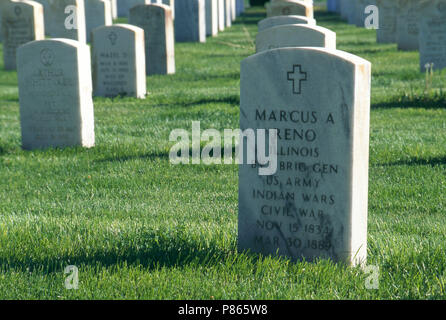 General Marcus Reno's Grab im Custer National Cemetery, Montana. Foto Stockfoto