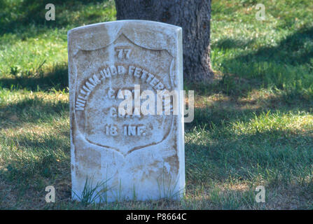 Kapitän William Fetterman's Grave, Custer National Cemetery, Montana. Foto Stockfoto