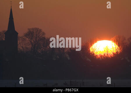 Zonsopkomst boven Nederhorst den berg Nederland, Sonnenaufgang am Nederhorst den berg, Niederlande Stockfoto