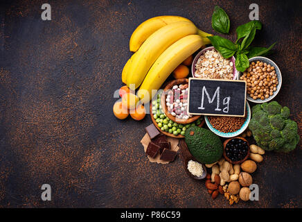 Sortiment von Lebensmitteln, Magnesium Stockfoto