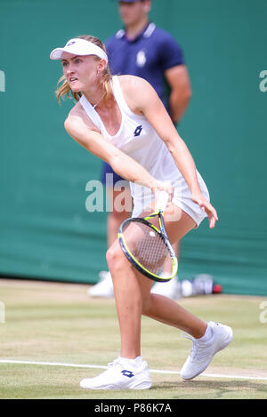 London, Großbritannien. 9. Juli 2018. Aliaksandra Sasnovich (BLR) Tennis: Aliaksandra Sasnovich von Belarus während der Frauen singles vierte Runde von Wimbledon Lawn Tennis Championships gegen Jelena Ostapenko Lettlands an der All England Lawn Tennis und Croquet Club in London, England. Quelle: LBA/Alamy leben Nachrichten Stockfoto