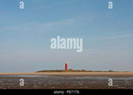 Vuurtoren Eierland op het Eiland Texel Nederland Wattenmeer, Leuchtturm Eierland auf der Insel Texel Niederlande Stockfoto