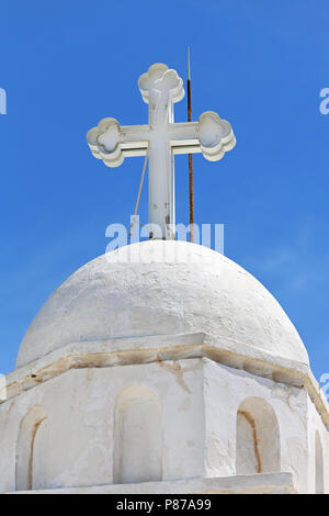 Griechisches Kreuz an der Christlich-orthodoxen Kirche in Athen Stockfoto