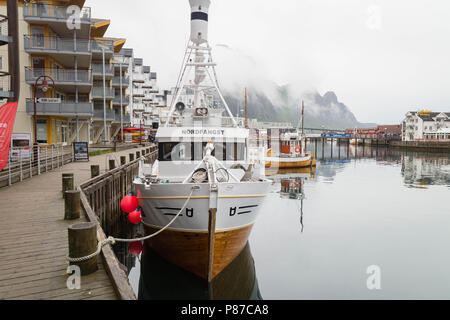Hafen von svolvaer auf den Lofoten Inseln, Nordland, Norwegen Stockfoto