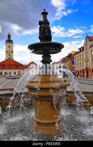 Brunnen in Białystok Kościuszko Platz Stockfoto