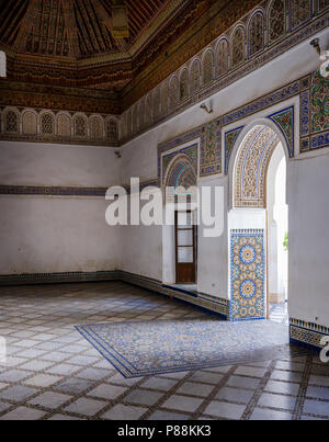 Marrakesch, Marokko - ca. April 2017: Innenraum des Bahia Palace in Marrakesch Stockfoto
