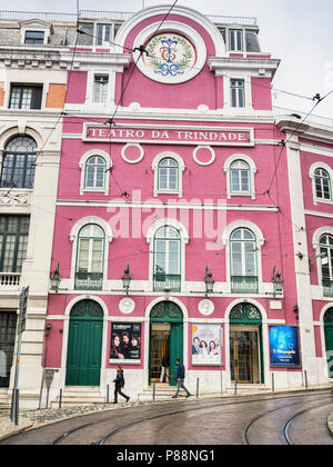 6. März 2018: Lissabon Portugal - Teatro da Trindade, eine Darstellende Kunst Theater. Stockfoto