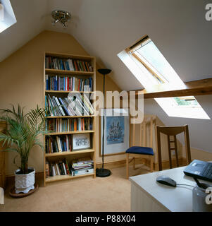 Home-Office mit Regal im Schrank in der blauen Halle Stockfoto, Bild