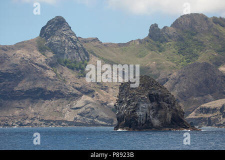 Vulkanischen Küstenlinie von Ua Pou, Marquesas Inseln Stockfoto